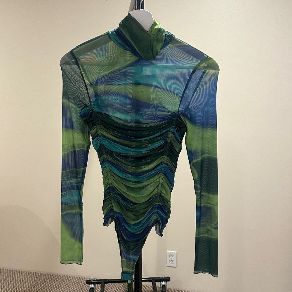 Line & Dot Green and Blue Bodysuit